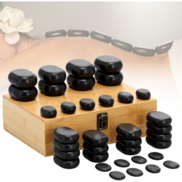 Zestaw 36 kamieni do masażu spa bazalt