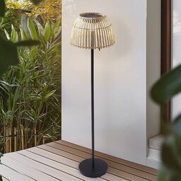 Lampa stojąca LED Lucande Eligio, bambus, Ø 39