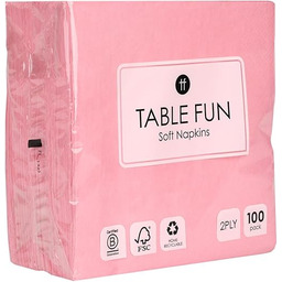 Table Fun 100 serwetek papierowych różowych, miękkich, 2-warstwowych,
