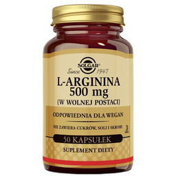 Solgar L-arginina 500mg suplement diety 50 kapsułek