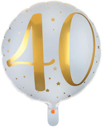 Balon foliowy biały ze złotym nadrukiem - 40tka
