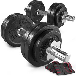 Hop-Sport Hantle żeliwne strong 2x15kg z rękawiczkami