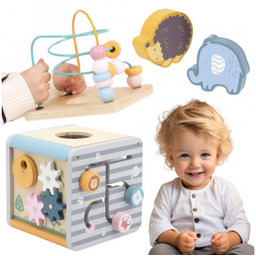 Viga Activity Box Drewniane Edukacyjne Centrum Gier 5w1