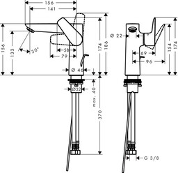 HANSGROHE 71754340 Talis E Jednouchwytowa bateria umywalkowa 150