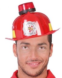 Kask strażaka z syreną, czerwony