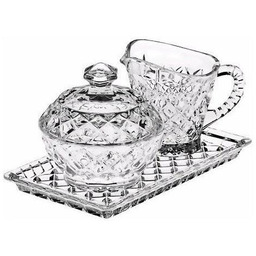 Cukiernica mlecznik szklana 3 elementy