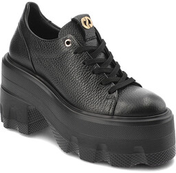 Carinii Czarne Sneakersy Skórzane Obuwie Damskie Na Obcasie