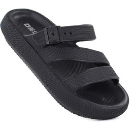 Klapki damskie sportowe na grubej podeszwie basenowe czarne