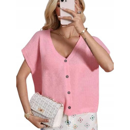 SHEIN SWETER DAMSKI RÓŻOWY KARDIGAN ZAPINANY NA GUZIKI