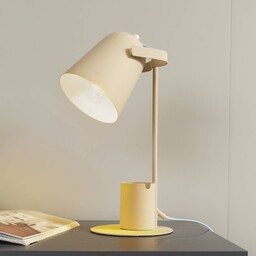 Lampa stołowa Lindby Ilmar, beżowy/biały, metal, Ø 12