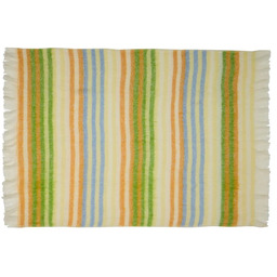 Hübsch - Koc Loom, zielono-żółta w taśma, 140