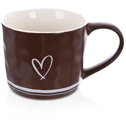 Kubek porcelanowy brązowy SERCE 380 ml