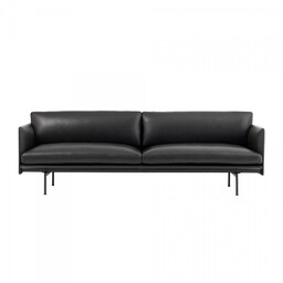 Muuto OUTLINE Sofa 3-Osobowa - Czarna Skóra /