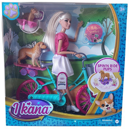 Lalka Na Rowerze Z Pieskami Różowy Rower Pies