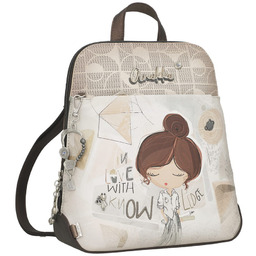 Anekke Plecak damski, z dekoracyjnym nadrukiem i metalowym