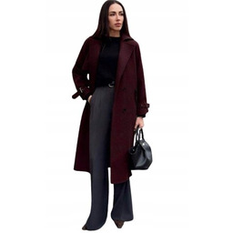 Shein płaszcz damski bordowy klasyczny 38 1BB