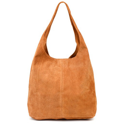 Shopperka camelowa skórzana N88