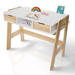 BIURKO DZIECIĘCE REGULOWANE Z SZUFLADAMI BIAŁE STOLIK