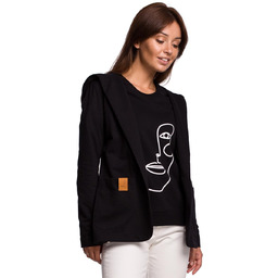 Czarny Dzianinowy Żakiet z Kapturem