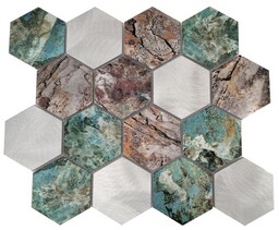 DUNIN Allumi Hexagon Patina 73 mozaika metalowa