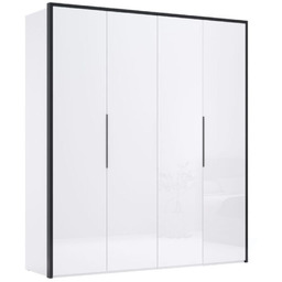 Szafa 4-drzwiowa 200 cm glamour biały połysk Lucca