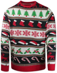 Sweter Świąteczny, w Choinki, Czapki, Skarpetki Mikołajowe, Śmieszny