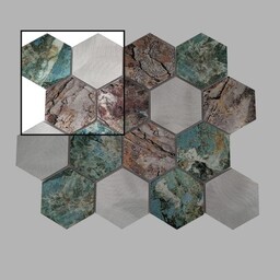 DUNIN Allumi Hexagon Patina 73 próbka mozaiki
