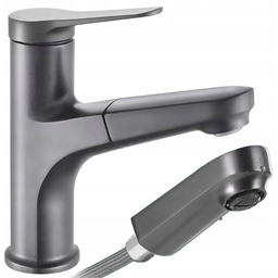 Bateria Umywalkowa Wyciągana Grafit inox Nowoczesna Do Łazienki