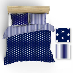 Karo Pościel bawełniana 150x200 R006 biała granatowa gwiazdki
