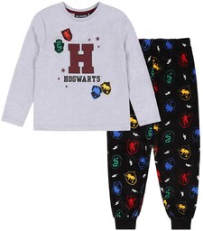 Harry Potter Piżama Chłopięca Szaro-Czarna, Długi Rękaw