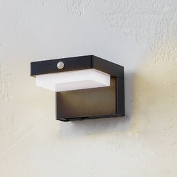 Lindby LED solarny kinkiet Eleazar, czarny, czujnik, ściemniany