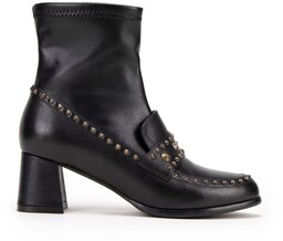 Damskie botki z ozdobnymi nitami czarne