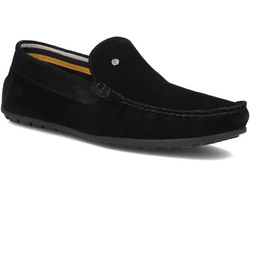 Skórzane półbuty męskie mokasyny zamszowe czarne Filippo MP923