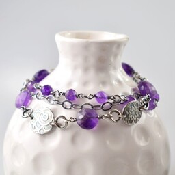 Pakamera Elnora - srebrna bransoletka z ametystem