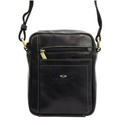 Skórzana listonoszka saszetka męska PETERSON 117 czarna