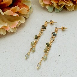 Pakamera Długie kolczyki z granatami złote kolczyki