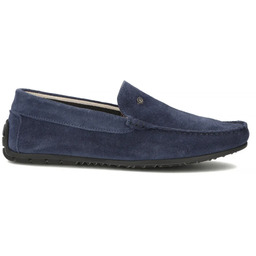 Skórzane półbuty męskie mokasyny zamszowe granatowe Filippo MP923