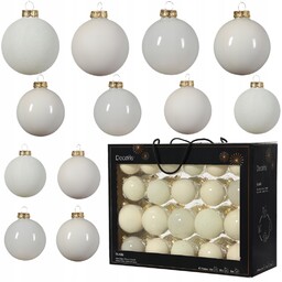 Bombki choinkowe szklane Białe Mleczne Zestaw na Choinkę