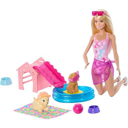 Barbie Lalka i zestaw Puppy Pool Party Lalka