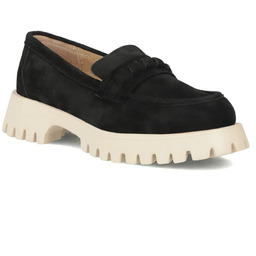 Skórzane półbuty damskie zamszowe lordsy czarne Filippo DP7554