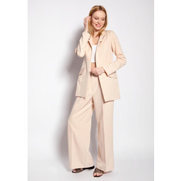 Elegancki Żakiet z Wąskimi Klapami - Beżowy