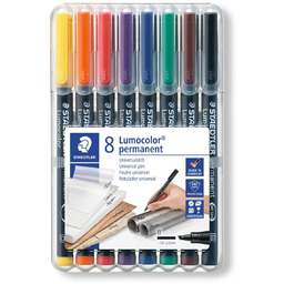 Foliopisy kolorowe 8 szt permanentne B Lumocolor Staedtler