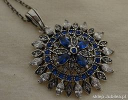 AMBROSIA - srebrny wisior szafiry i kryształy