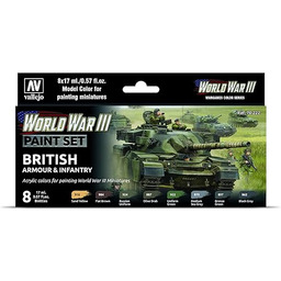 Vallejo 070222 zestaw kolorów, brytyjska pancerka i piechota,