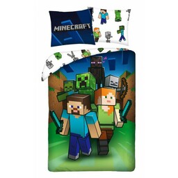Halantex Pościel bawełniana 160x200 Minecraft zielona poszewka 70x80