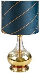 LAMPA STOŁOWA 32x61 cm turkusowa, złota glamour