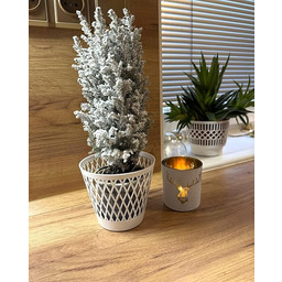 Kimmel Osłonka na doniczkę wzór kratki 12 cm