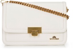 Skórzana crossbody z odpinanym łańcuszkiem kremowa