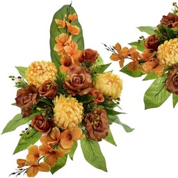 KOMPOZYCJA NAGROBNA SZTUCZNE KWIATY CHRYZANTEMA RÓŻA STORCZYK ORCHIDEA