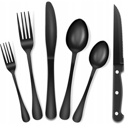 Zestaw sztucce do steków 48pcs czarny stal nierdzewna